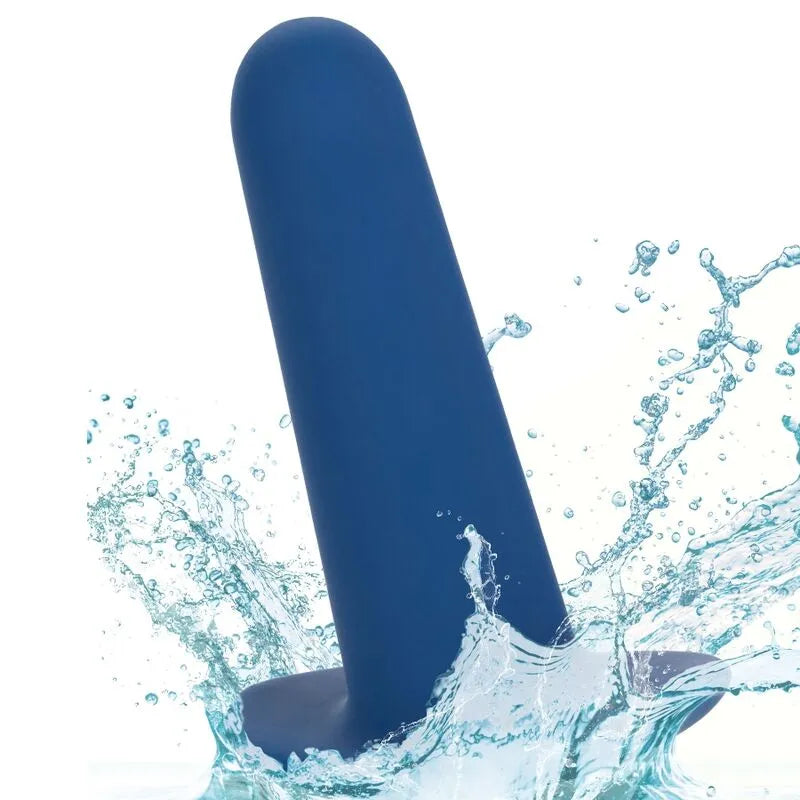 Coffret dilatateur anal bleu en silicone, forme ergonomique, base souple, imperméable, 5 pièces progressives.