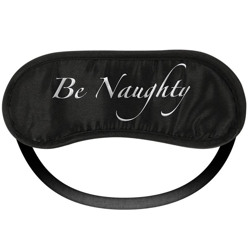 Masque noir Be Naughty, plume, dés, menottes rouges, pétales pour coffret sensuel Ohmama, complicité intime couples.