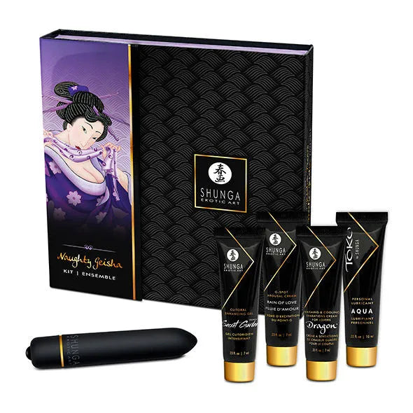 Coffret Érotique Shunga Luxe Sensuel Intime Sensoriel Expérimental Romantique Cadeau Couple Explorateurs Lubrifiant Gel Stimulateur Vibrant Rechargeable Chauffant Esthétique Japonais