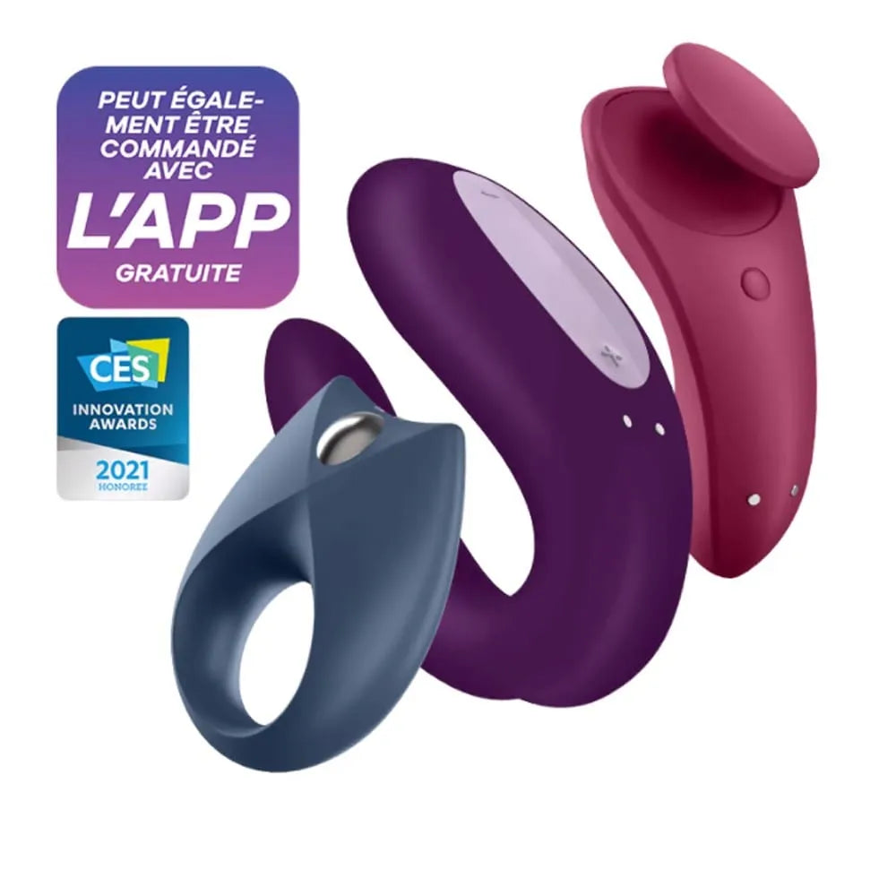 coffret sextoys couple vibromasseur culotte vibrant anneau pénien ergonomique connecté application satisfyer silicone médical doux soyeux hygiénique étanche rechargeable magnétique