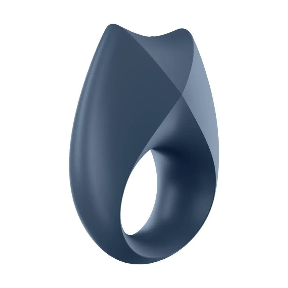 Anneau pénien ergonomique bleu en silicone doux, connecté à l'application Satisfyer, étanche et rechargeable.