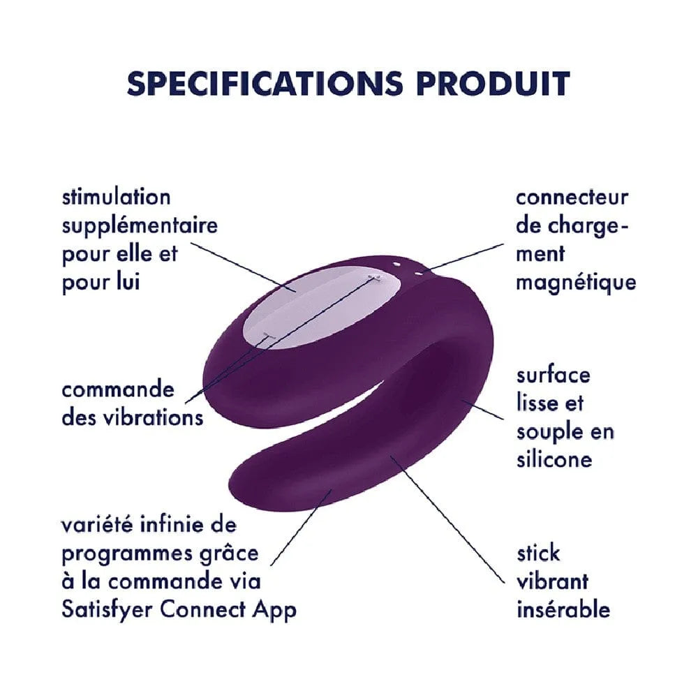Coffret sextoys couple violet avec vibromasseur, culotte vibrante et anneau pénien, silicone doux, étanche, connecté.