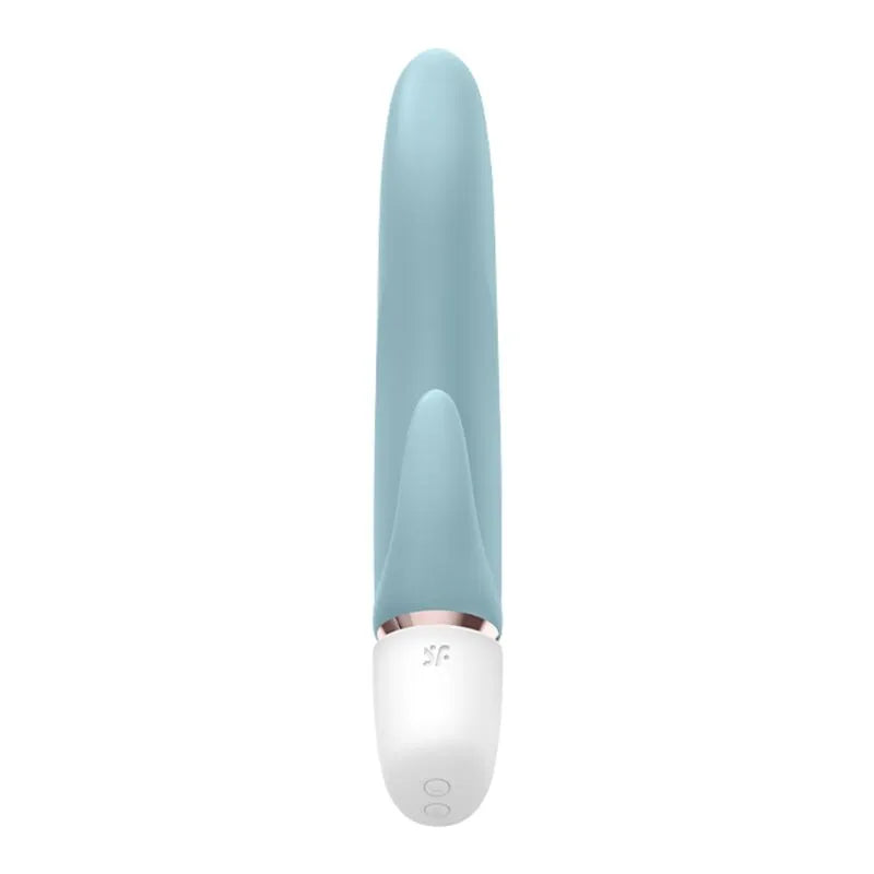 Vibromasseur bleu en silicone avec embouts interchangeables, stimulation clitoridienne, vaginale, anale, étanche.