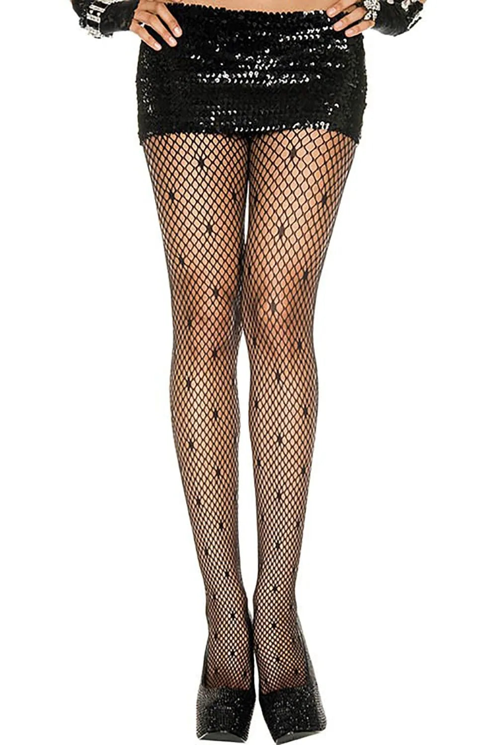 Collant résille noir petits losanges, élégance et confort, style moderne, nylon élasthanne, polyvalent et raffiné.
