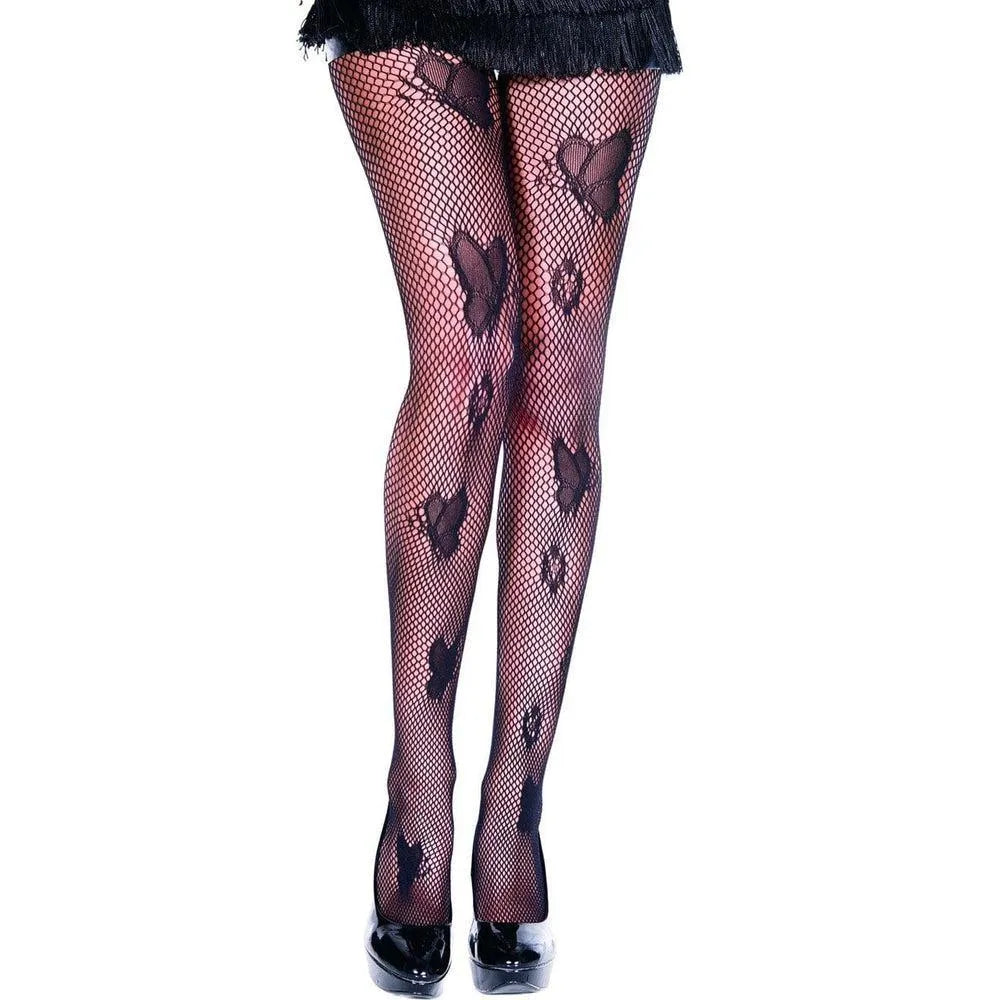 Collant Résille Noir Papillons Sexy Glamour Transparent Résistant Extensible Confortable Nylon Élasthanne Féminin Élégant Séduisant Sensuel Mode