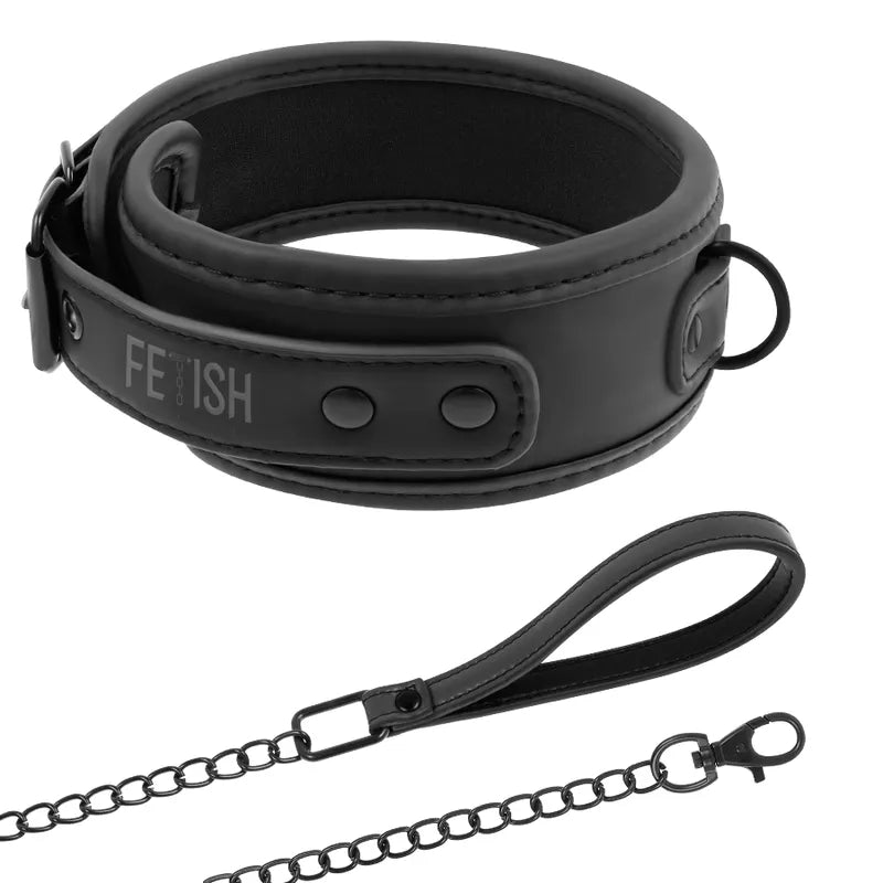 Collier BDSM noir en cuir végétalien hypoallergénique avec anneaux sécurisés, design élégant et ajustable pour peaux sensi...