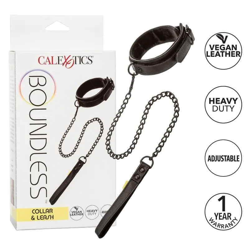 collier BDSM cuir végétalien intérieur moelleux doublure rembourrage réglable boucle robuste laisse amovible chaîne métal antiallergique esthétique élégant durable éthique