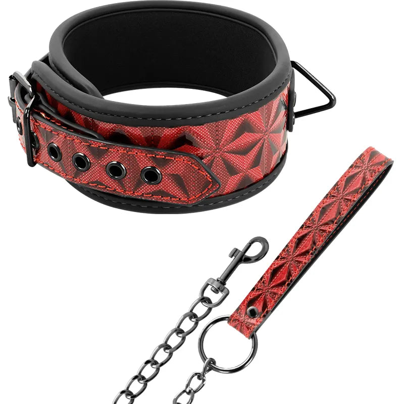 collier bdsm métal sans nickel néoprène doux cuir végétalien chaîne durable grand anneau petit contrôle total robuste esthétique
