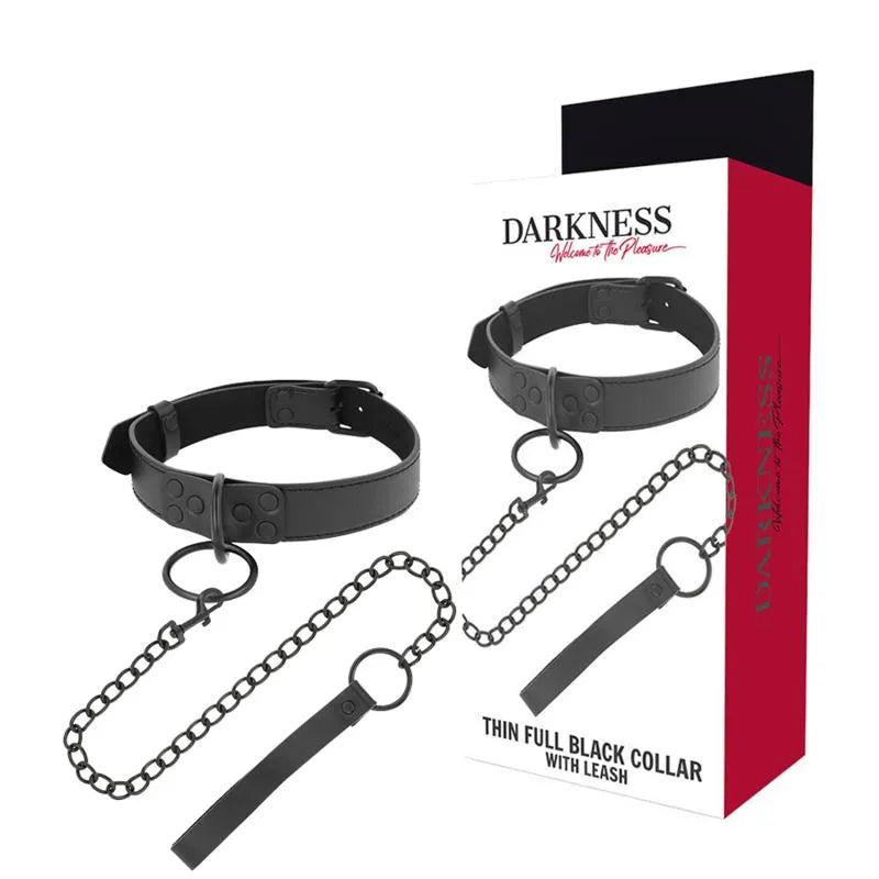 Collier BDSM Néoprène Noir Chaîne Cuir Synthétique Réglable Mousqueton Confortable Contrôle Durable Ajustable Fétiche Débutant Expérimenté