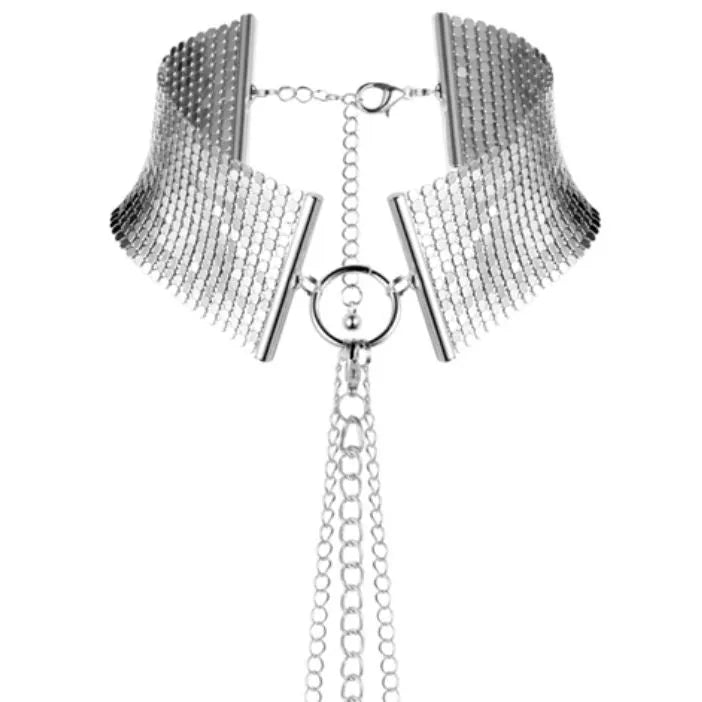 collier bondage métallique réglable élégant sophistiqué maille chaîne ajustable antiallergique sans nickel polyvalent soirée sensuel compatible menottes confortable