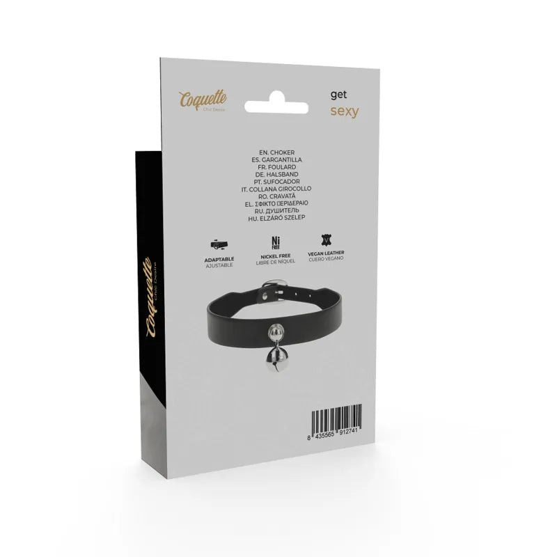 Collier chic en cuir vegan noir ajustable, trois boutons-pression, hypoallergénique, élégant, durable, 43cm x 2cm.