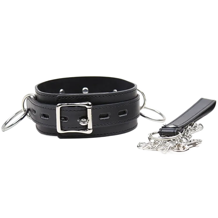 collier laisse fétiche simili cuir réglable chaîne métal solide anneaux polyvalents personnalisable élégant durable sécurisé confortable haute qualité