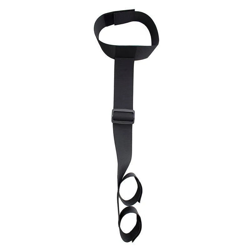 Collier menottes réglables BDSM noir en nylon robuste avec fermeture velcro, ergonomique et discret pour jeux de rôle.