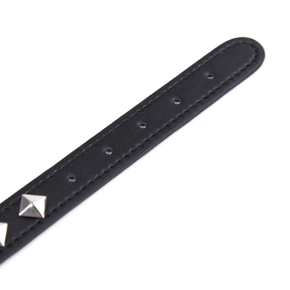 Collier BDSM noir en PVC avec métal brillant, réglable, élégant et robuste, longueur 43 cm, hauteur 2 cm.