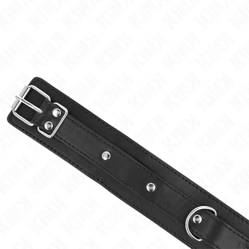 Collier BDSM en cuir noir véritable avec boucles réglables et finitions métalliques élégantes, durable et sophistiqué.