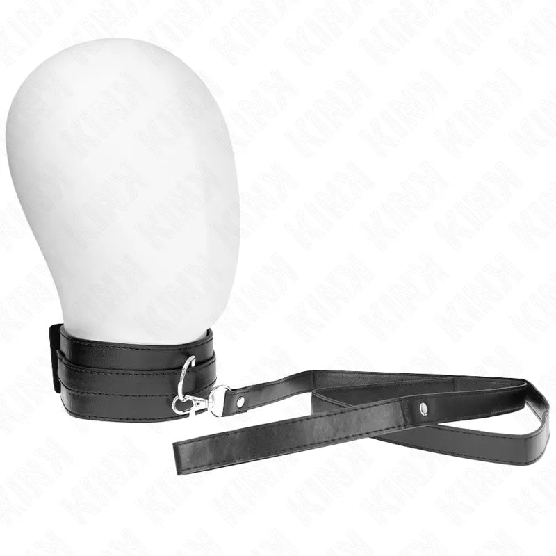 Collier BDSM cuir noir réglable avec boucle, design élégant et sophistiqué, idéal pour confort et style.