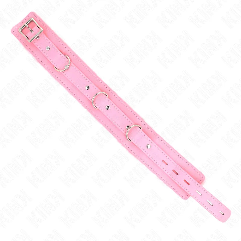 Collier BDSM cuir rose élégant avec boucles réglables, finition luxe, idéal pour style et confort, disponible en plusieurs...