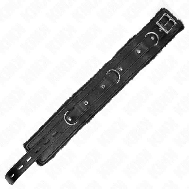 Collier BDSM cuir noir élégant, réglable avec détails métalliques, pour expériences sophistiquées et personnalisées.