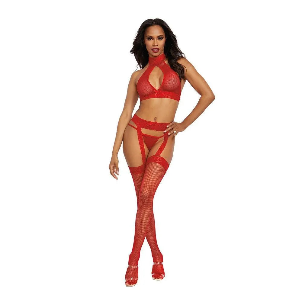 combinaison résille sexy glamour silhouette flatteuse découpe devant nouage dos encolure nu porte jarretelles taille haute ceinture dentelle bas assorti