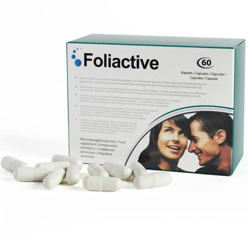 Foliactive comprimés antichute naturels enrichis vitamines minéraux fortifiants follicules stimulants circulation capillaire régénération anticasse prévention cheveux hommes femmes soixante comprimés