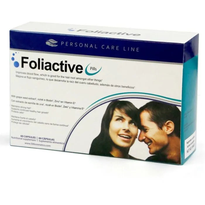 Boîte de comprimés Foliactive antichute, enrichis en vitamines, pour renforcer les cheveux et stimuler la circulation capi...
