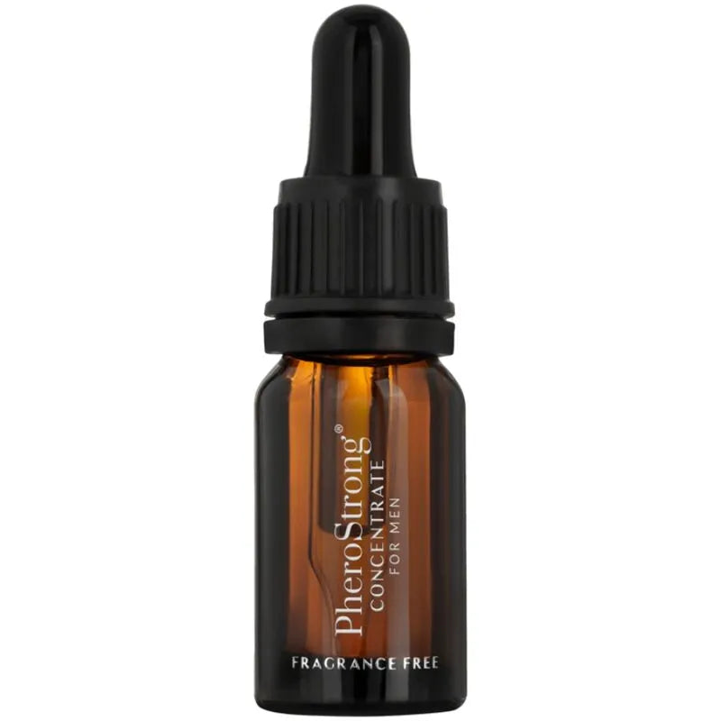 Flacon marron de concentré de phéromones pour hommes, sans parfum, avec bouchon noir, pour attraction et confiance naturel...