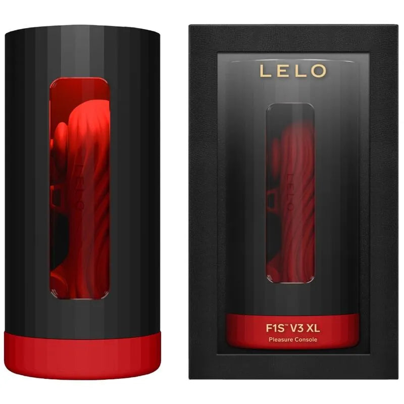 Console Plaisir Luxe Connectée rouge en silicone biocompatible, design ergonomique, dans un emballage élégant noir et rouge.