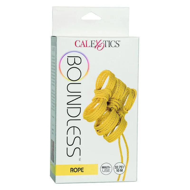 Corde BDSM jaune vif en coton polyester, 10m, douceur et résistance, capuchons zinc sans nickel, pour bondage artistique.
