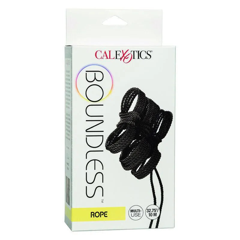Corde BDSM noire 10m en coton-polyester, douce et résistante, idéale pour ligatures esthétiques et sécurisées.