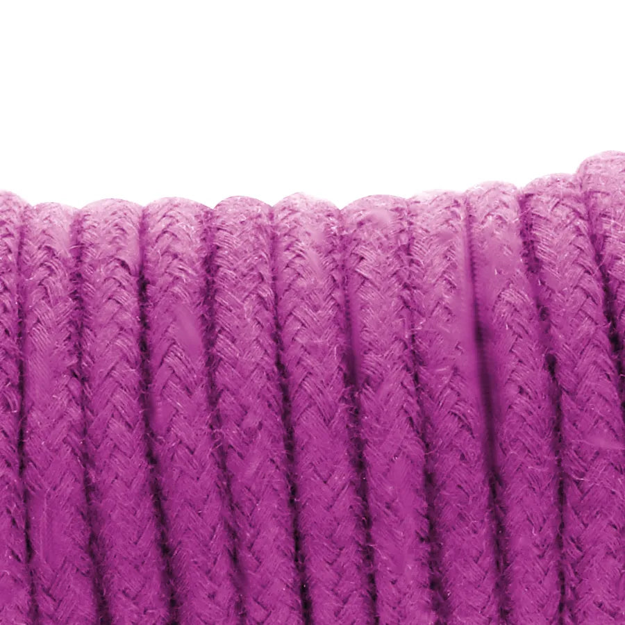 Corde bondage coton japonais violette 10m douce et robuste pour jeux érotiques sécurisés, débutants et avancés.