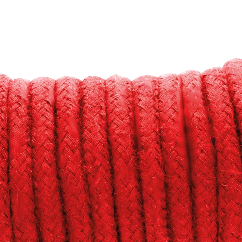 Corde bondage coton noir 20m, douce et solide, enroulée, idéale pour jeux érotiques sécurisés, finition soignée.