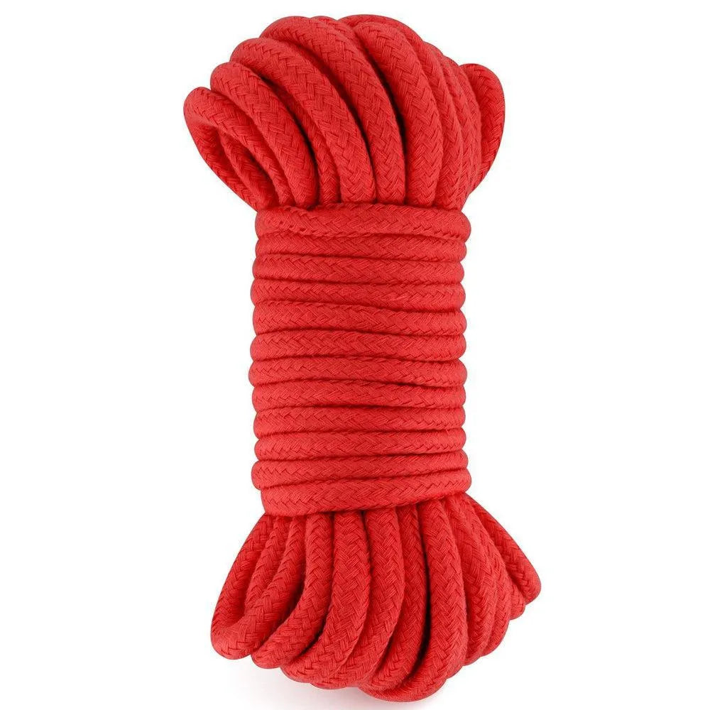 corde bondage coton rouge shibari dix mètres douce soyeuse résistante polyvalente sécurisée légère solide artisanale naturelle texture confortable
