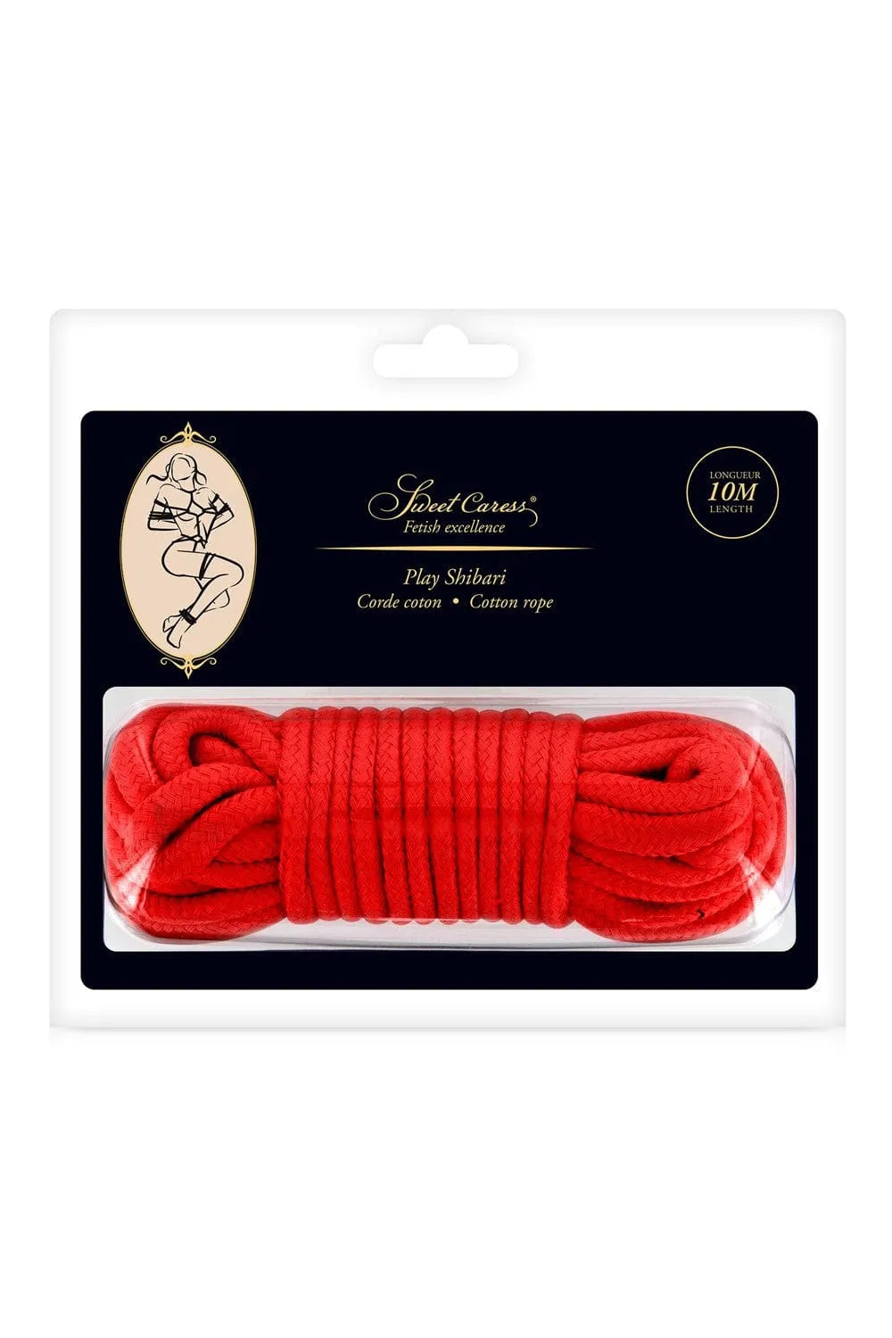 Corde de bondage rouge en coton, 10 mètres, douce et soyeuse, idéale pour shibari et jeux sécurisés.