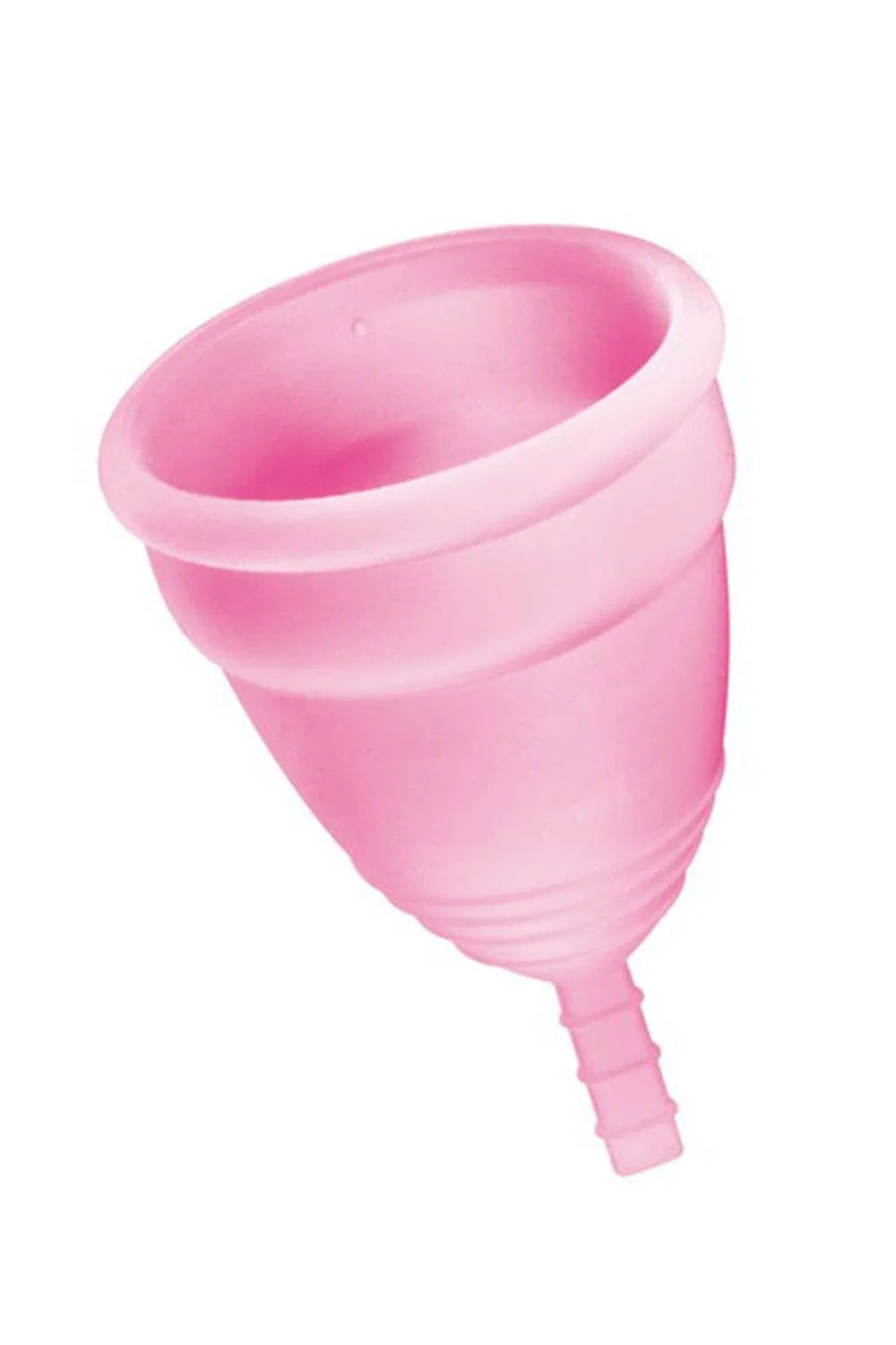 Coupe menstruelle rose silicone taille L, durable, réutilisable, protection flux abondant, avec pochon rangement.