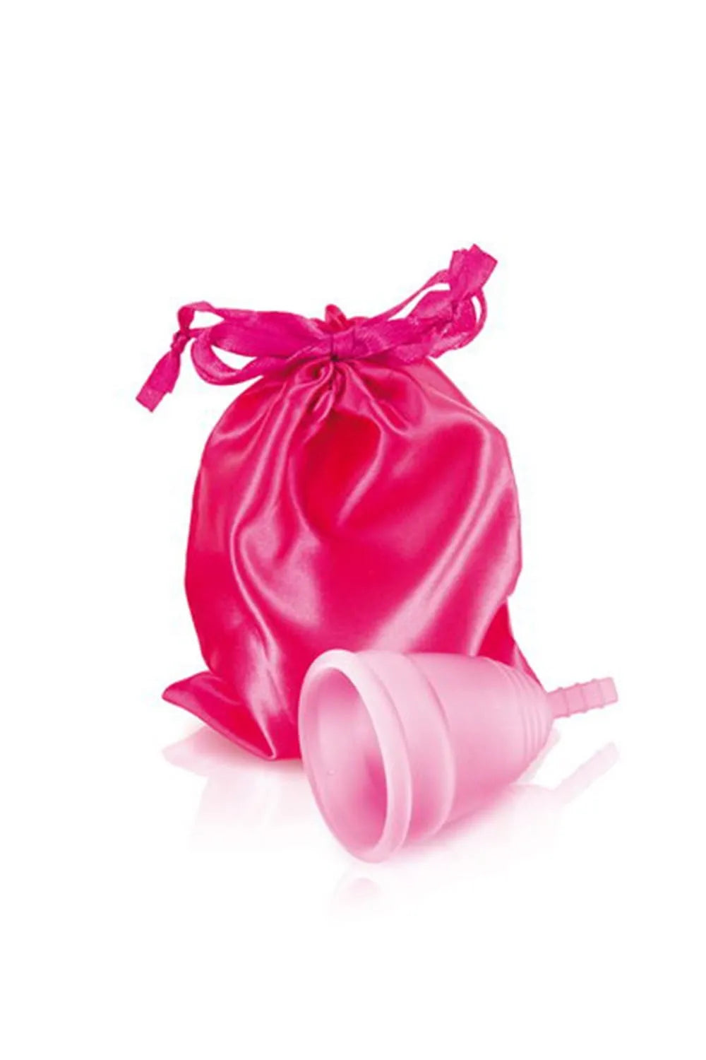 Coupe menstruelle silicone rose taille S avec pochon, écologique, réutilisable, pour flux léger à moyen, confort optimal.