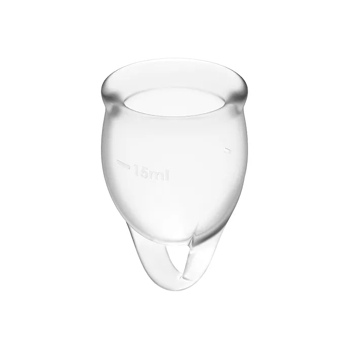 Coupes menstruelles en silicone médical transparent, ergonomiques, avec tige amovible, pour 12h de protection écologique.