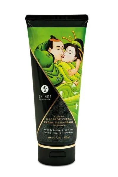 crème massage hydratante thé vert poire apaisante sucrée huiles naturelles hydratation intense texture soyeuse parfum délicat relaxation sensuelle