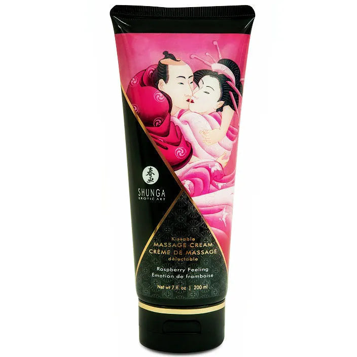 crème massage érotique framboise végétalienne naturelle onctueuse parfumée sensuelle nourrissante vitaminée généreuse sans parabène sans sucre sans gluten