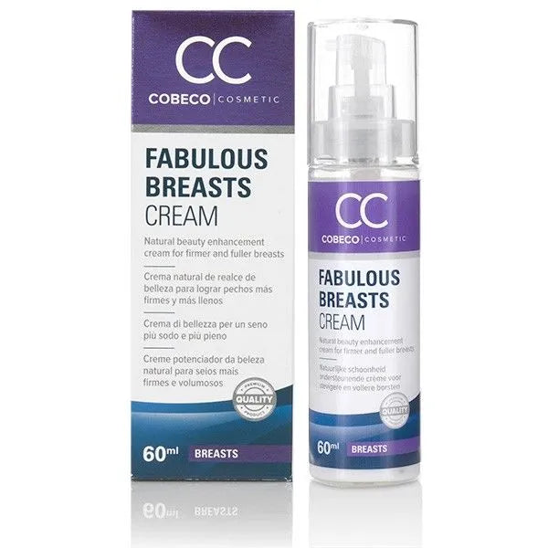 Crème raffermissante seins CC Fabulous, flacon 60ml, packaging blanc et violet, ingrédients naturels, effet liftant.