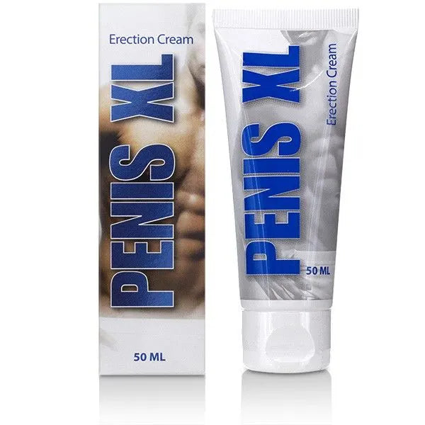 Crème érection naturelle pénis tube blanc 50ml, améliore circulation sanguine, performance, virilité, plantes.