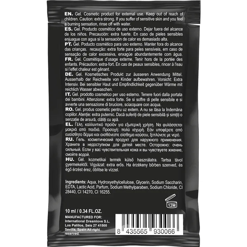 Crème stimulante clitoridienne 10ml, emballage noir, format poche, hypoallergénique, intensifie le plaisir féminin.