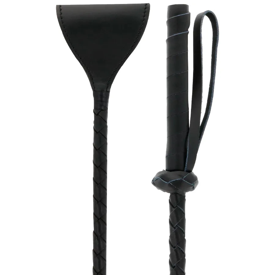 Cravache BDSM en PVC noir 60 cm, pointe souple précise, manche ergonomique, pour débutants et experts fétichistes.
