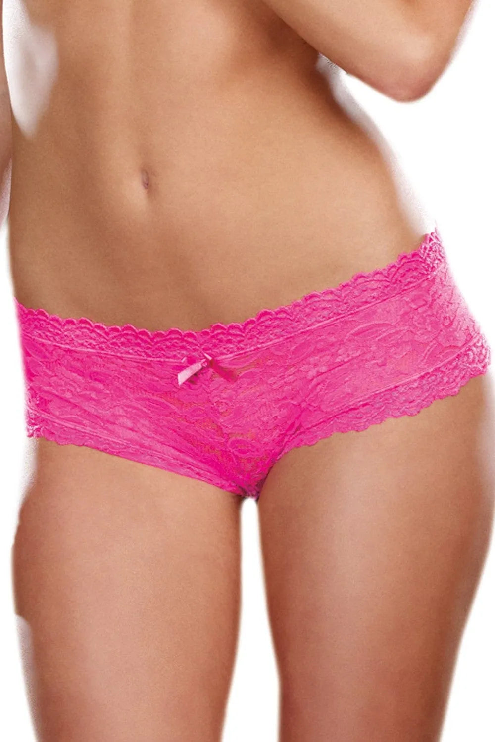 Culotte dentelle florale rose taille basse, noeud satiné, nylon élasthanne, confortable, douce, légère, glamour.