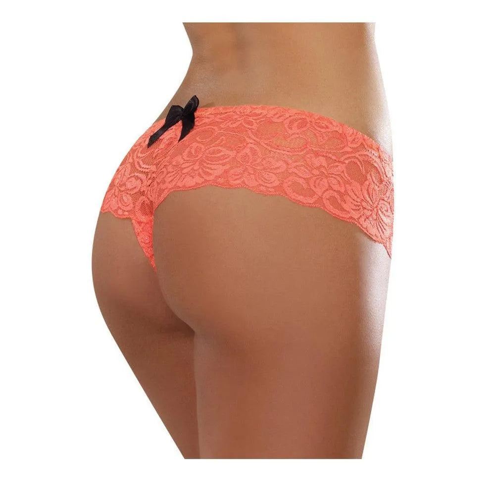 culotte taille haute femme dentelle orange corail douce souple noeud satiné noir élastique confort court sexy nylon elasthanne