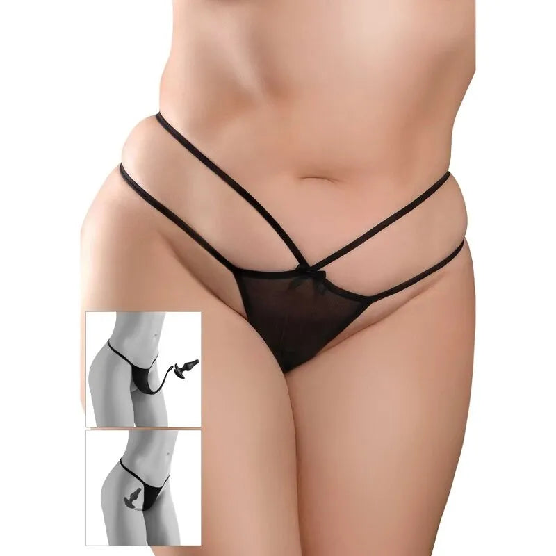 Culotte noire vibrante en silicone étanche avec plug anal, télécommande sans fil, 10 modes, tailles XL-2XL, confort extens...