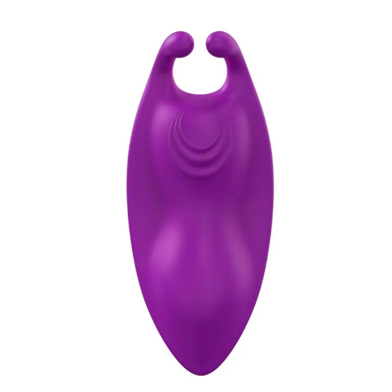 Culotte vibrante en silicone violet, forme ergonomique, double moteur, étanche, rechargeable, stimulation clitoridienne.