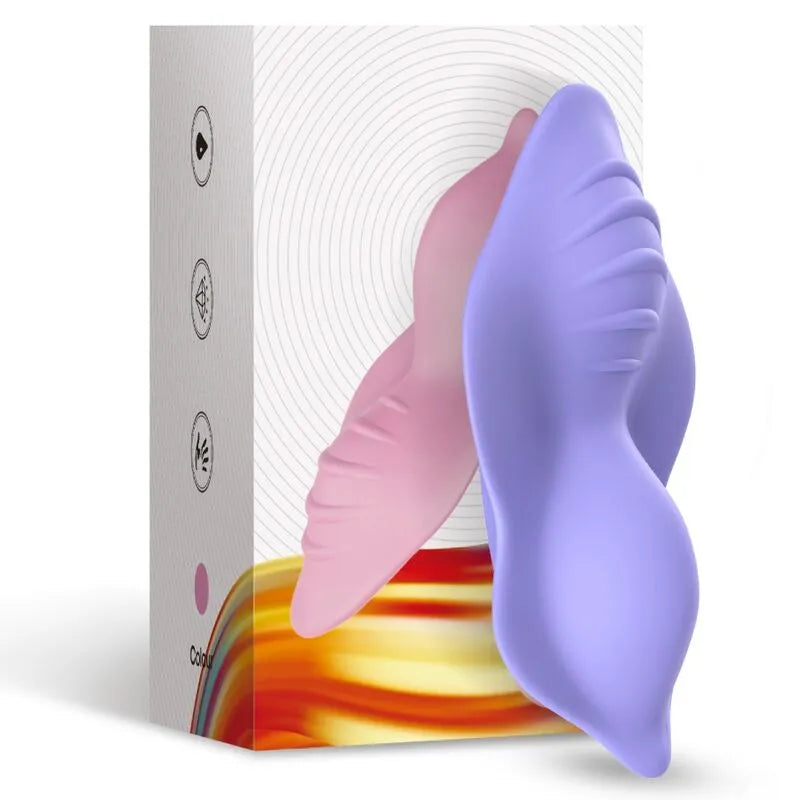 Culotte vibrante étanche en silicone rose et violet, forme goutte, 9 modes, rechargeable USB, design ergonomique.