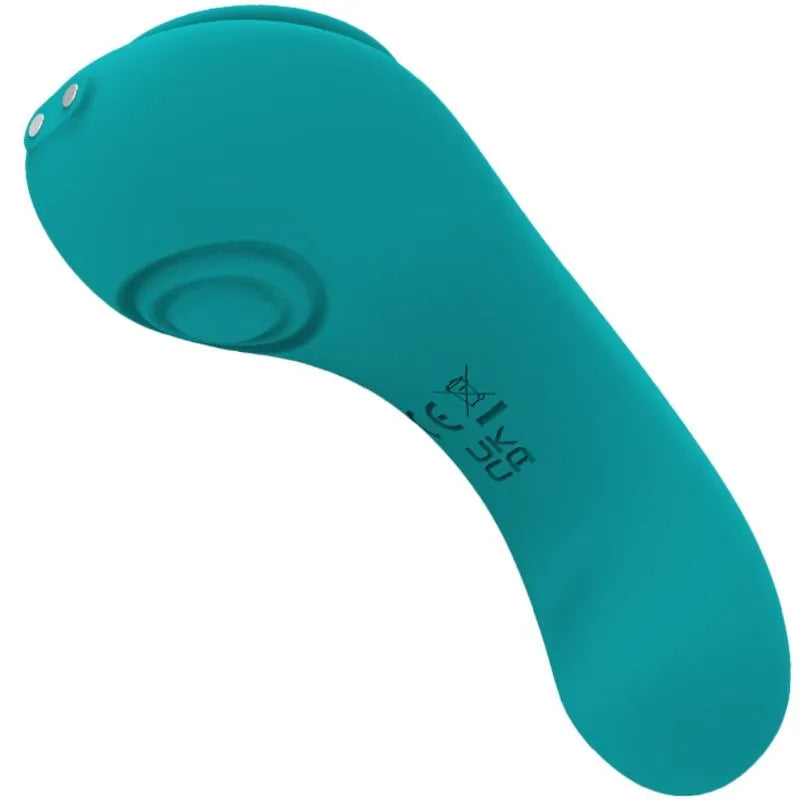 Culotte vibrante étanche ergonomique en silicone bleu, forme goutte, 4 modes, 3 vitesses, rechargeable USB, discrète.
