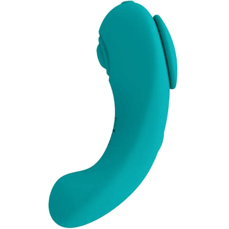 Culotte vibrante étanche en silicone bleu, forme goutte, ergonomique, 4 modes, 3 vitesses, rechargeable USB, discrète.