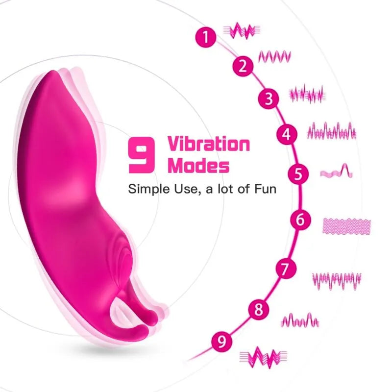Culotte vibrante rose en silicone médical, ergonomique, 9 modes de vibration, étanche, rechargeable, double stimulation.